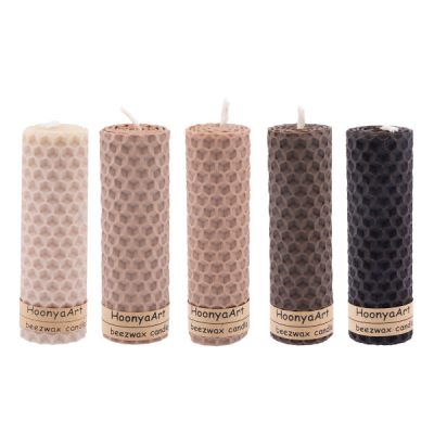 Ensemble de 5 bougies pilier en cire d’abeille modèle Coloré III (2x)