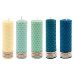 Ensemble de 5 bougies pilier en cire d’abeille modèle Coloré I (2x)