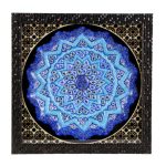 Assiette Décorative en Cuivre Peinte à la Main avec de l’Émail Minakari Persan Ciel Bleu