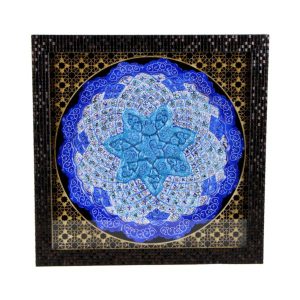 Assiette Décorative en Cuivre Peinte à la Main avec de l’Émail Minakari Persan Océan