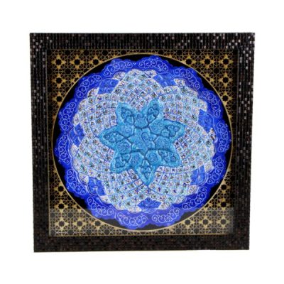 Assiette Décorative en Cuivre Peinte à la Main avec de l’Émail Minakari Persan Océan