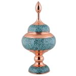 Sucrier persan artisanal en cuivre incrusté de turquoise Taban