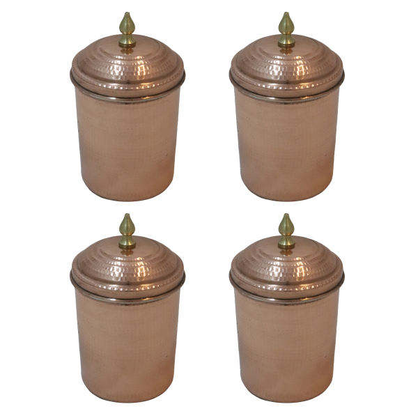 Bocal en cuivre fabriqué à la main pour embellir votre cuisine Martelé (4x)