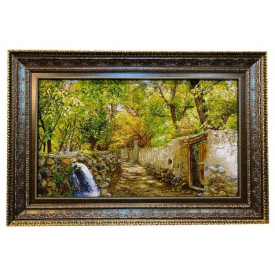 Tapis persan figuratif noué à la main de Tabriz représentant un jardin