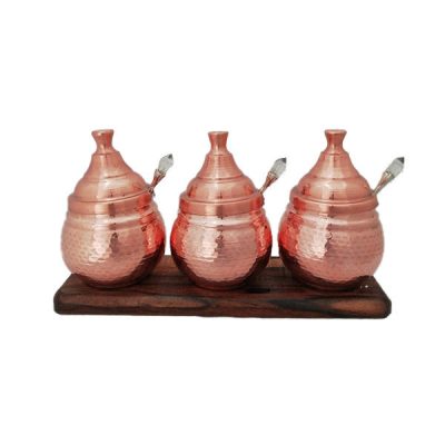 Bocal de stockage en cuivre fait main – Idéal pour l’organisation de cuisine – Set de 3