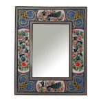 Cadre de miroir en bois persan – Fleurs & Oiseaux Khatamkari