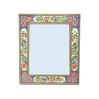 Cadre de miroir en bois persan – Design floral Khatamkari
