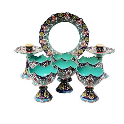 Set Haft-sin en céramique élégant Minakari pour Nowruz, le Nouvel An persan Turquoise