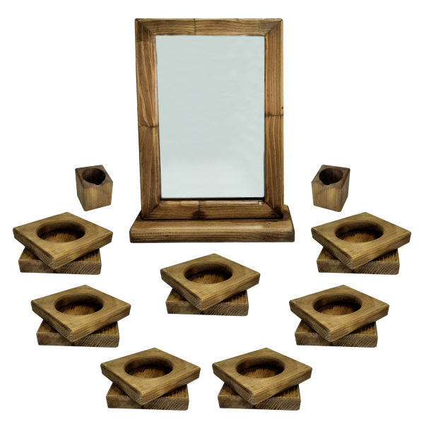 Set Haft-sin en bois avec miroir pour Nowruz, le Nouvel An persan Felora
