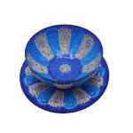 Bol et Assiette Décoratifs en Cuivre Peints à la Main avec de l’Émail Minakari Persan Eslimi