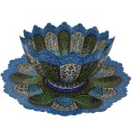 Bol et Assiette Décoratifs en Cuivre Peints à la Main avec de l’Émail Minakari Persan Soleil