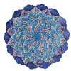 Assiette Décorative en Cuivre Peinte à la Main avec de l'Émail Minakari Persan Bleu Marine