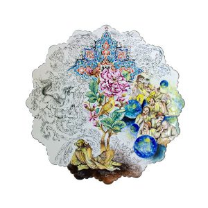 Assiette Décorative en Cuivre Peinte à la Main avec de l’Émail Minakari Persan Zaman & Fleurs