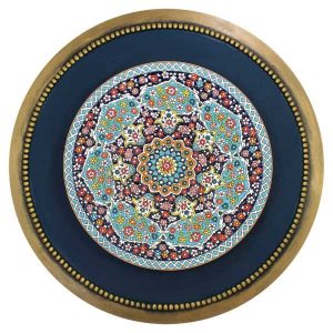 Plaque en céramique décorative peinte à la main avec émail persan Minakari Sormeh