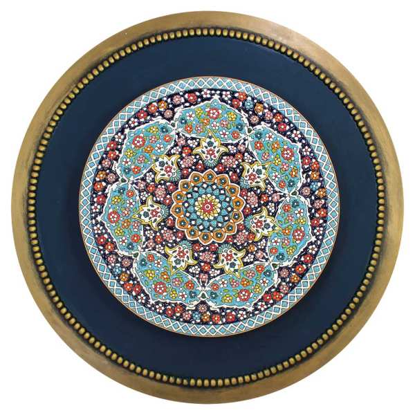 Plaque en céramique décorative peinte à la main avec émail persan Minakari Sormeh