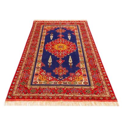 Tapis Persan en Laine Fait Main avec Design Médaillon 2,5 Mètres Rouge