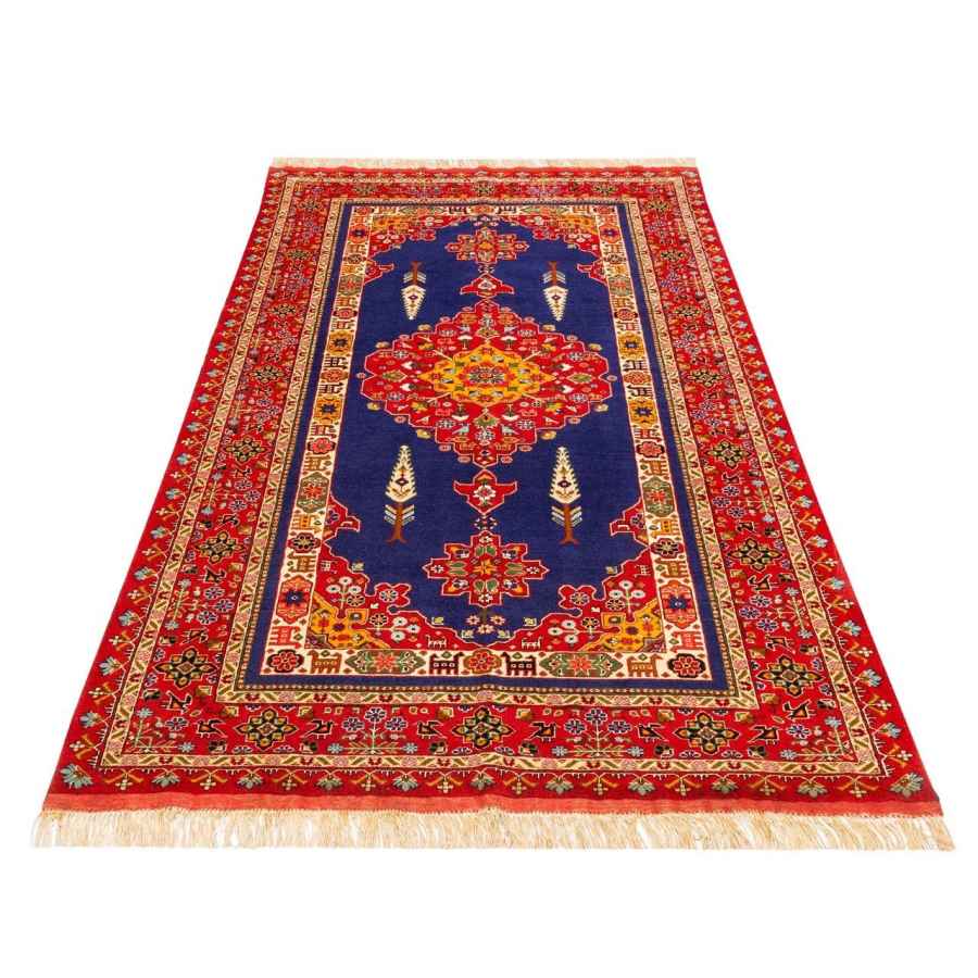 Tapis Persan en Laine Fait Main avec Design Médaillon 2,5 Mètres Rouge