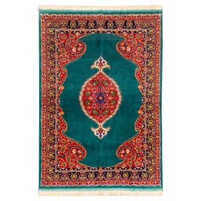 Tapis Persan Fait Main Médaillon Intriqué Mélange de Soie et Laine Imani