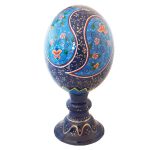 Œuf d’autruche décoratif persan peint à la main – Bleu marine