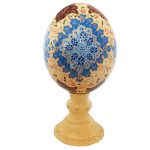 Œuf d’autruche décoratif persan peint à la main – Bleu