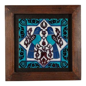 Decorative Persian Framed Ceramic Tile – Blue Birds