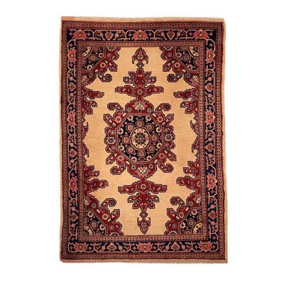 Tapis Persan Fait Main Médaillon Intriqué en Laine Crème Lajack