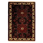 Tapis Persan Fait Main Médaillon Intriqué en Laine Noir Toranj