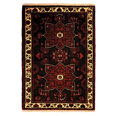 Tapis Persan Fait Main Médaillon Intriqué en Laine Noir Toranj