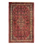 Tapis Persan Fait Main Médaillon Intriqué en Laine Rouge Toranj