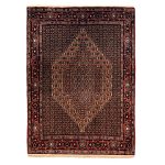 Tapis Persan Fait Main Médaillon Intriqué en Laine Noir Lozi