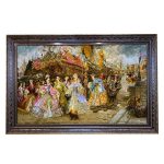 Tapis persan figuratif noué à la main de Tabriz représentant le navire de Napoléon