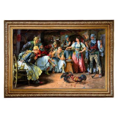 Tapis persan figuratif noué à la main de Tabriz représentant des fleurs