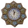 Horloge murale en bois persane artisanale - Art du marqueterie Khatam, Behdad