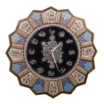 Horloge murale en bois persane artisanale – Art du marqueterie Khatam, Golnaz