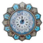 Horloge murale en bois persane artisanale – Art du marqueterie Khatam, Khorshidi II