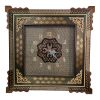 Horloge murale en bois persane artisanale - Art du marqueterie Khatam, Nafis