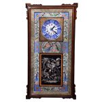 Horloge murale en bois persane artisanale – Art du marqueterie Khatam, Simorgh