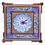 Horloge murale en bois persane artisanale – Art du marqueterie Khatam, Asa