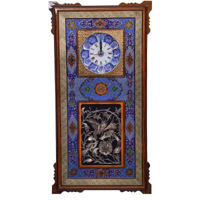 Horloge murale en bois persane artisanale – Art du marqueterie Khatam, Venus