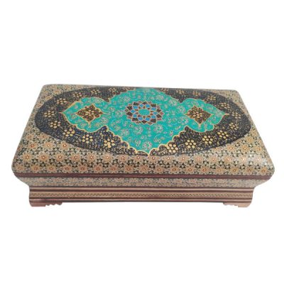 Boîte à bijoux en bois artisanale avec design persan Khatam – Kamani