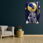 Affiche murale en bois persane – Femme bleue
