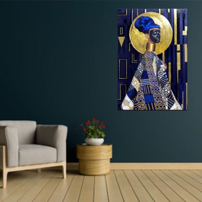 Affiche murale en bois persane – Femme bleue