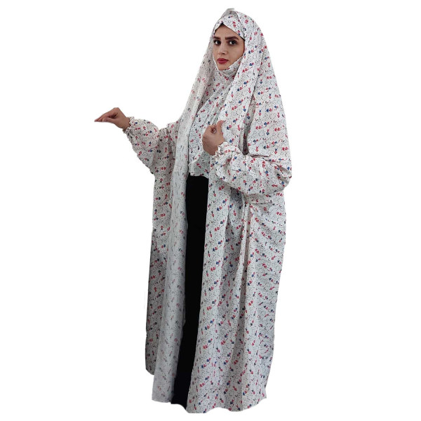 Tchador Islamique de Namaz avec Manches pour Femmes Idéal pour la Prière - Blanc