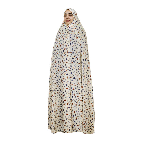 Tchador Culturel Iranien pour Femmes – Coloré, Idéal pour un Usage Quotidien et Namaz, Fleurs Orange