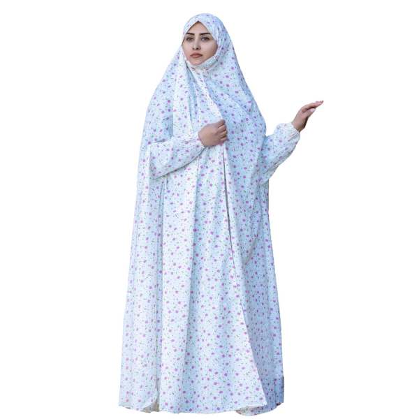 Tchador Islamique de Namaz avec Manches pour Femmes Idéal pour la Prière - Fleurs Violettes