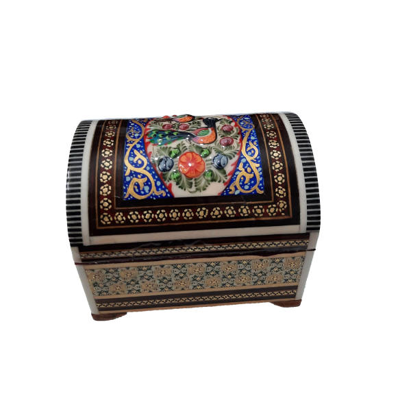 Boîte à bijoux en bois artisanale avec design persan Khatam - Gilda
