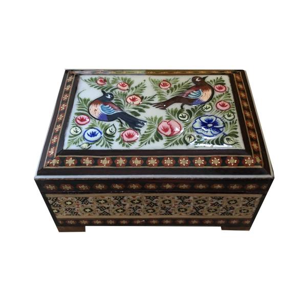 Boîte à bijoux en bois artisanale avec design persan Khatam - Hiva