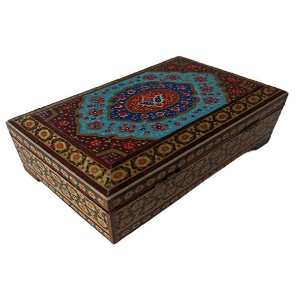 Boîte à bijoux en bois artisanale avec design persan Khatam - Rose