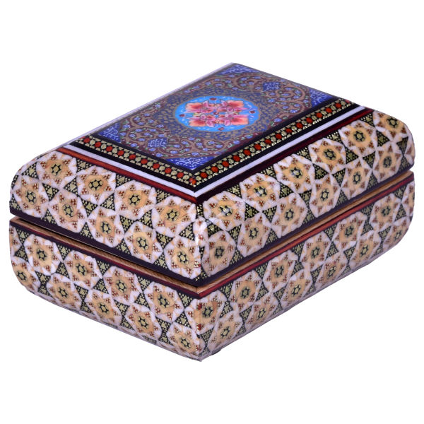 Boîte à bijoux en bois artisanale avec design persan Khatam - Setareh