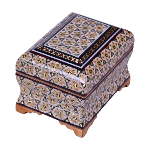 Boîte à bijoux en bois artisanale avec design persan Khatam - Étoile